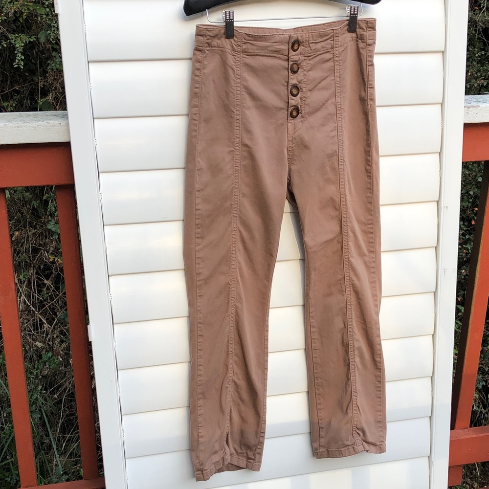 Free People Tan Straight Leg Pants